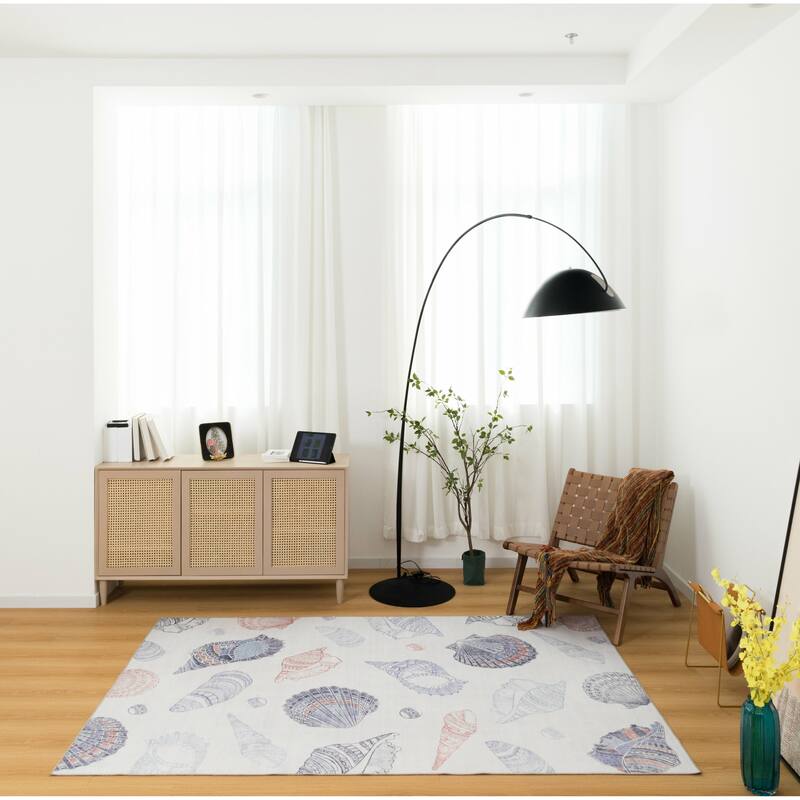 Florida Coastal-Inspired Design Seashell Pattern Area Rug