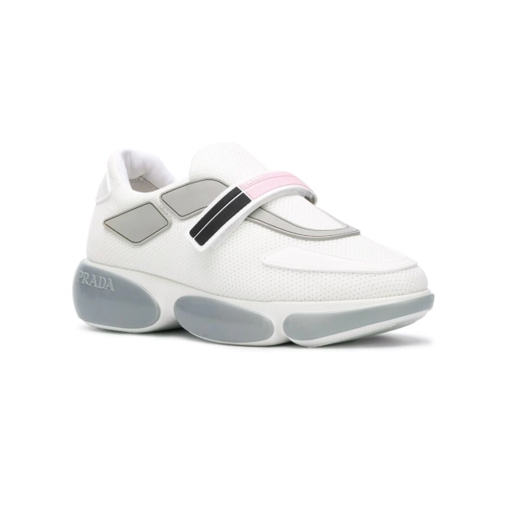 Shop Prada Women S Leather Trimmed Cloudbust Sneaker Shoes White