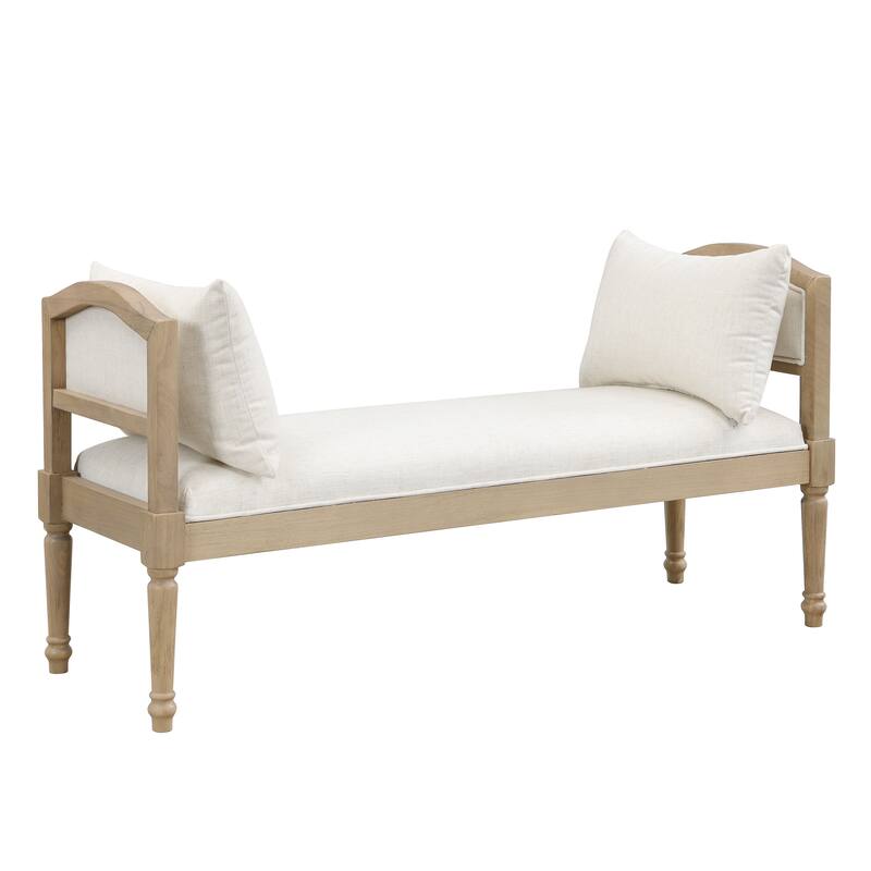 Christopher Knight Home - Elora Upholstered Bench with Turned Legs and Side Cushions