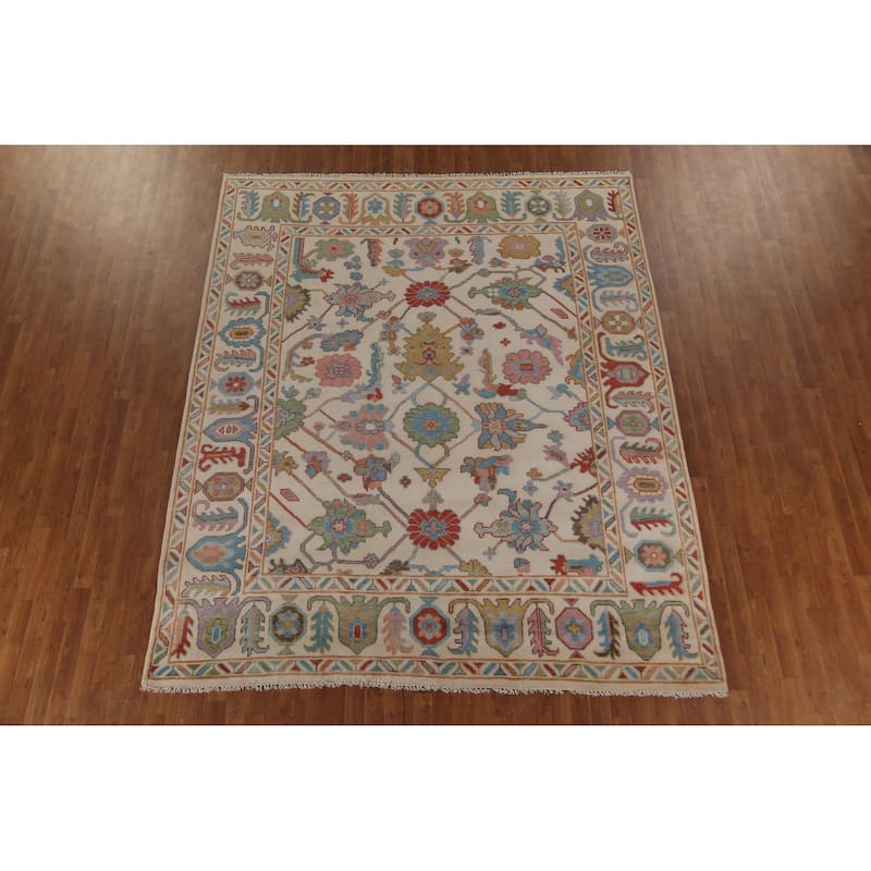 All-Over Floral Oushak Oriental Area Rug Handmade Wool Carpet - 8'2" x 9'10"