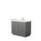 preview thumbnail 102 of 168, Miranda Single Vanity Set, Cultured Marble Top, No Mirror 42-Inch Single - Dark Gray, Gold Trim, Carrara Cultured Marble Top