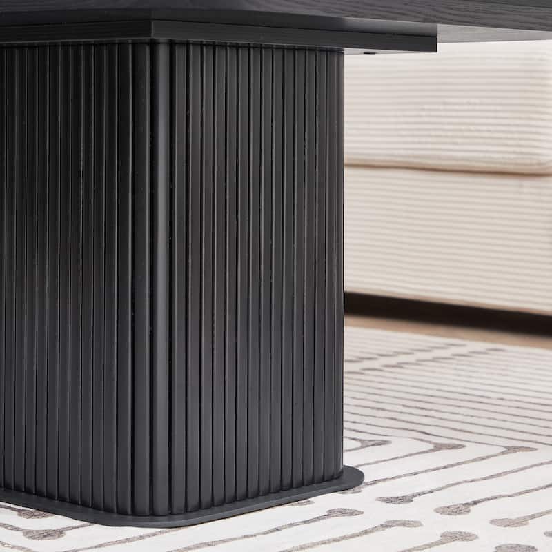 Modern Coffee Table Simple Coffee Table Stylish Coffee Table with Walnut Table Top and Black Table Legs, for Living Room