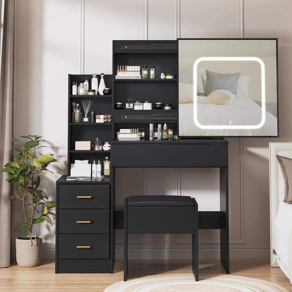 Vanity Desk with Mirror and LED Lights