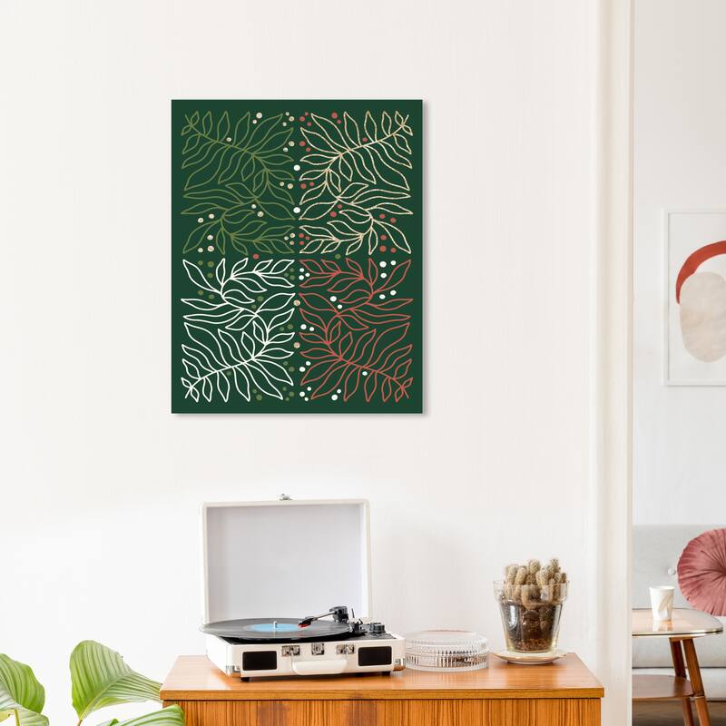 Wynwood Studio Canvas Floral and Botanical Wrapping Gift Paper Green Glam Wall Art Canvas Print - 16 x 20