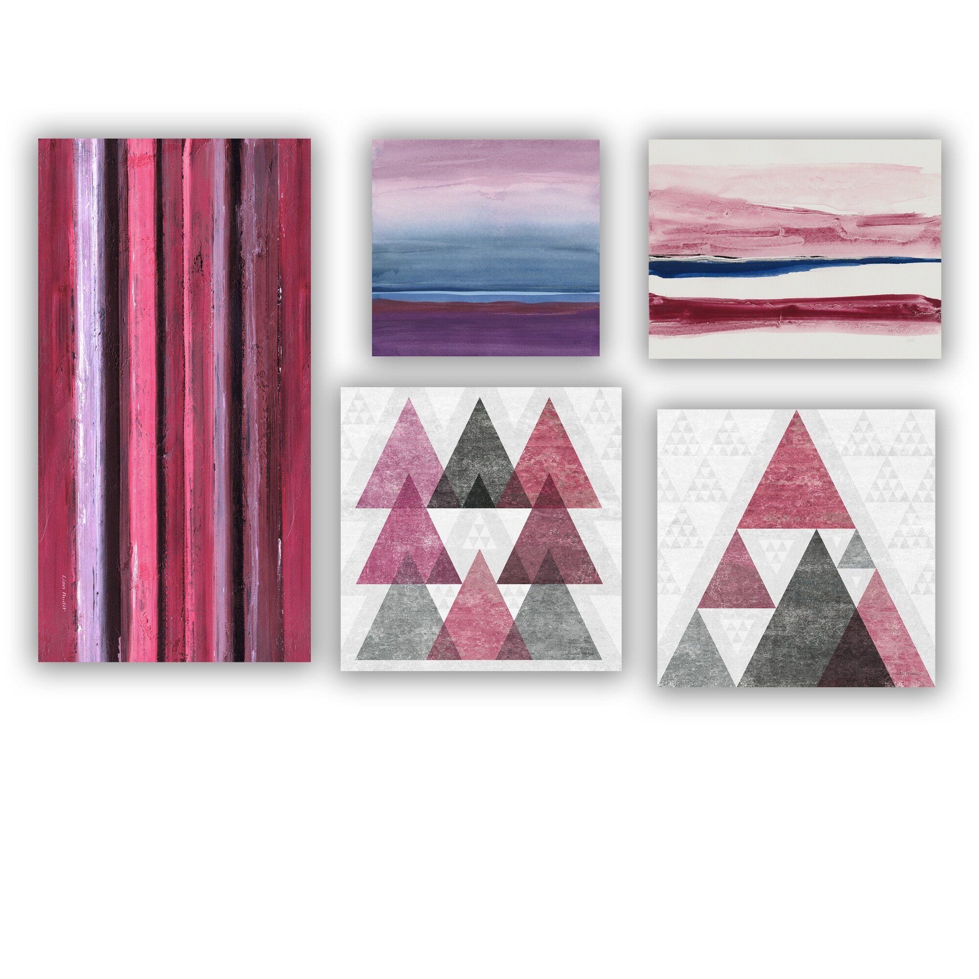 Shop Designart Burgundy Collection Abstract Wall Art Set Of 5