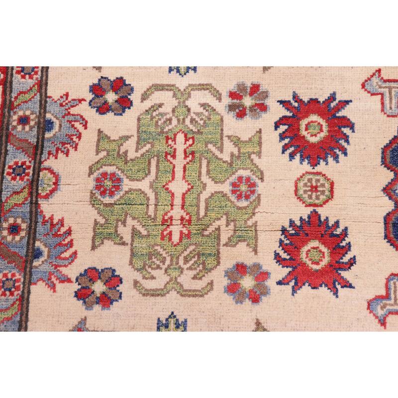 Southwestern Kazak Reese Natural/Red Wool Rug - 5'6'' x 7'8''