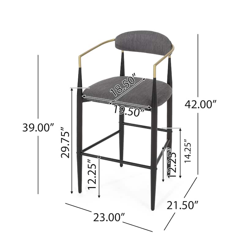 Roomfitters Upholstered Barstool Set of 2, Counter Height Seating with Backs and Iron Legs