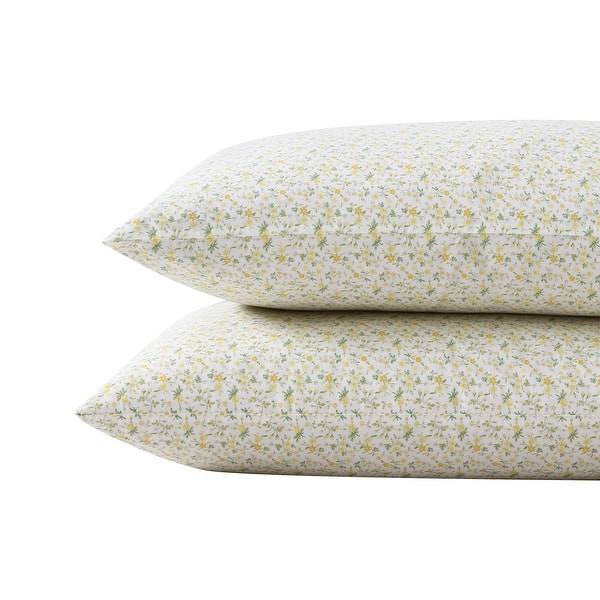 Laura Ashley Soft & Breathable Cotton Percale Deep-Pocket Sheet Set - Standard Pillowcase - Evie Yellow