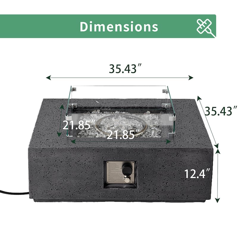 COSIEST Outdoor 35-inch Square Propane Fire Pit Table