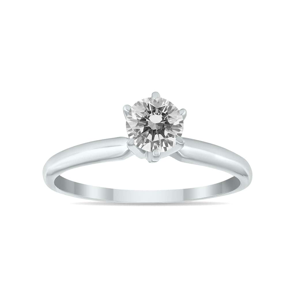 Marquee 1/2 Carat Round Diamond Solitaire Ring in 14K White Gold