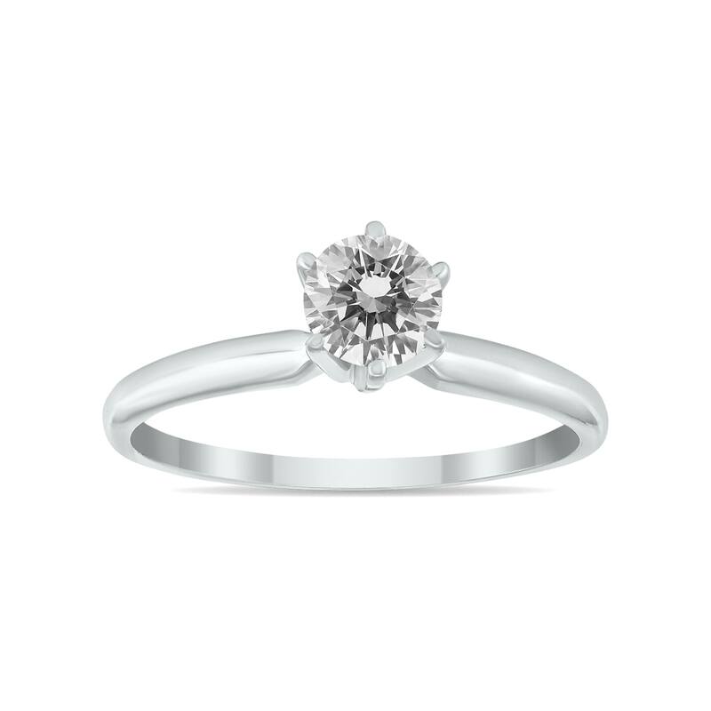 Marquee 1/2 Carat Round Diamond Solitaire Ring in 14K White Gold