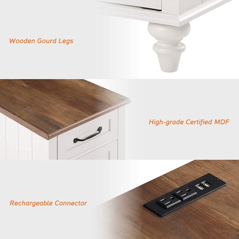 Nightstand End Table With Charging Station for Living Room Bedroom