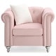 preview thumbnail 1 of 2, Solid Tufted Velvet Accent Chair with Throw Pillow - 38" - Pink