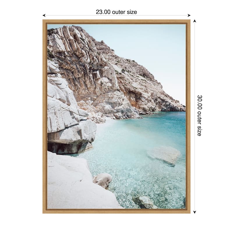 Ikaria Seychelles Beach by Bella Eve Framed Canvas Wall Art Print - Sylvie Natural - 23 x 30 in
