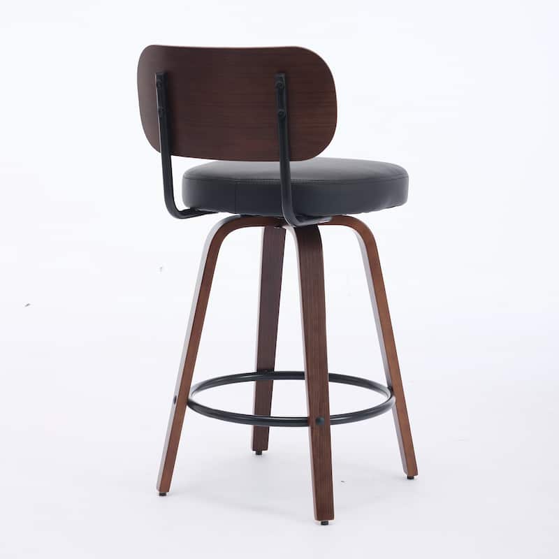 Swivel Bar Stools Set of 2, 26" Upholstered Faux Leather Height Barstools,Mid Century Modern Chairs Island Stools,PU
