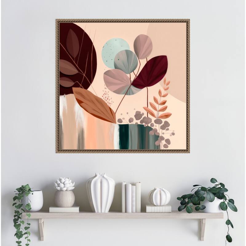 Celeste Complement by Bella Eve Framed Canvas Wall Art Print - Sylvie Beaded Gold