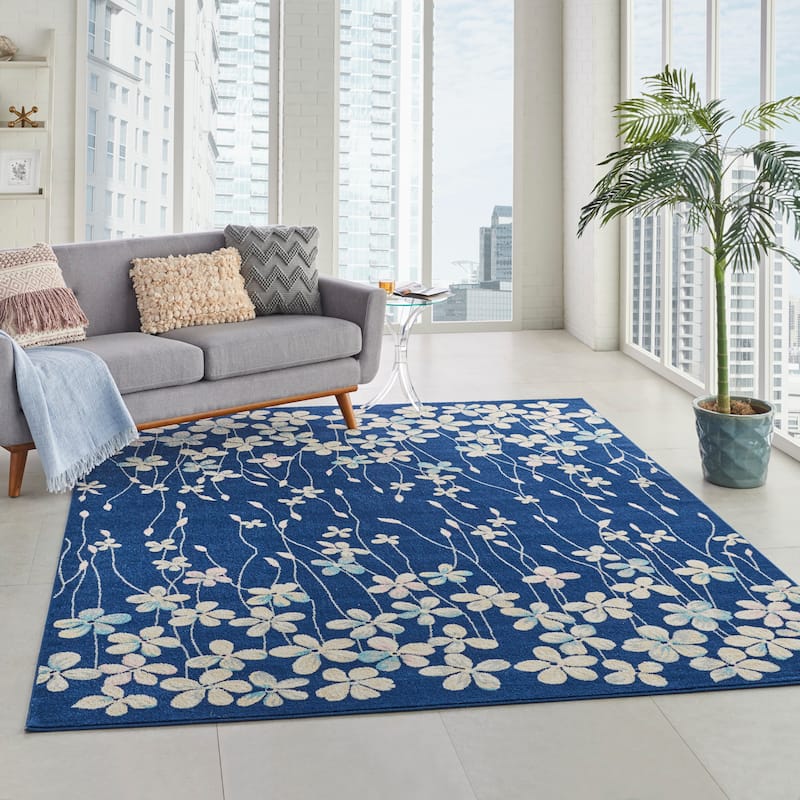 Carson Carrington Molle Floral Area Rug - 8'10" x 11'10" - Navy Blue - Rectangle
