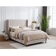 preview thumbnail 1 of 6, Upholstered Bed Frame with Wood Legs and Metal Support for Stability Brown - King