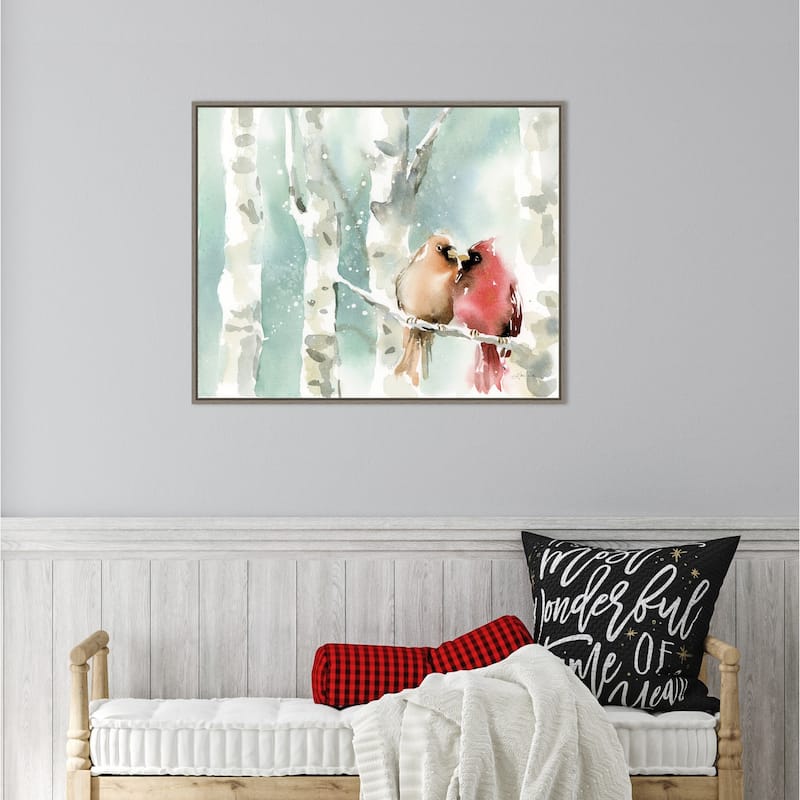 Christmas Cardinals by Katrina Pete Framed Canvas Wall Art