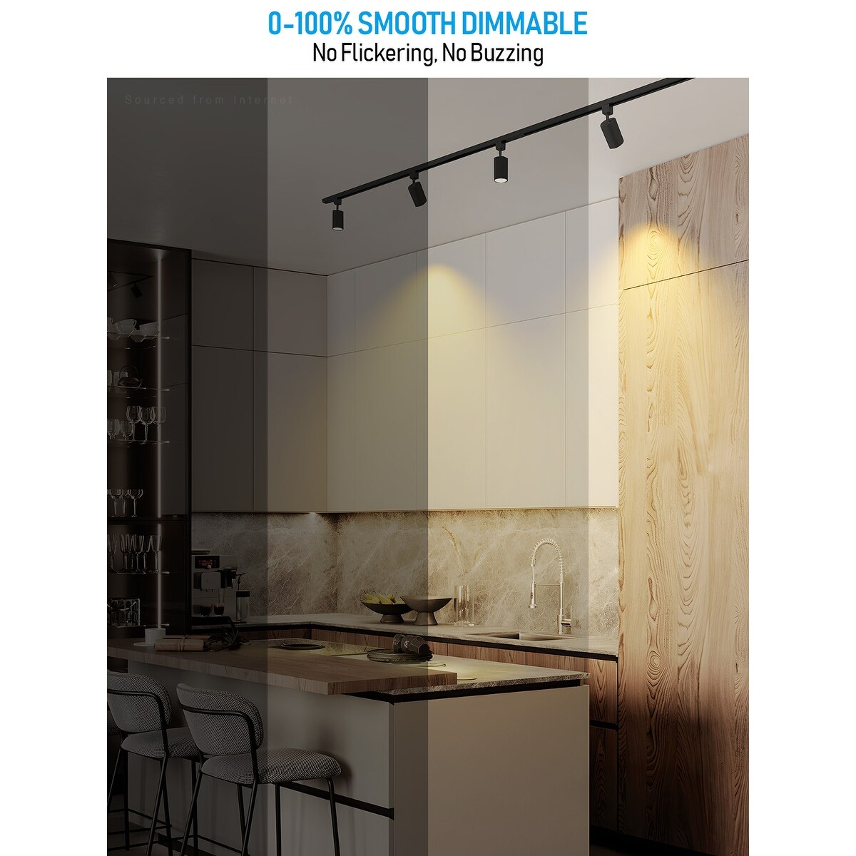 LED Track Lighting Heads Dimmable, H Type Track Spotlight