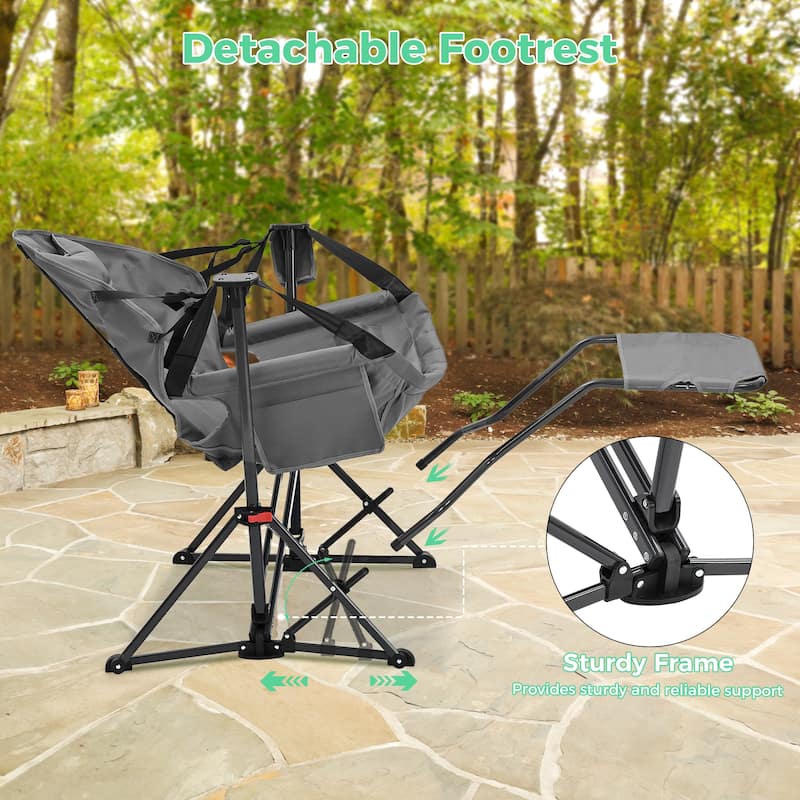 Hammock Camping Chair with Footrest, Outside Foldable Portable Rocking Chairs