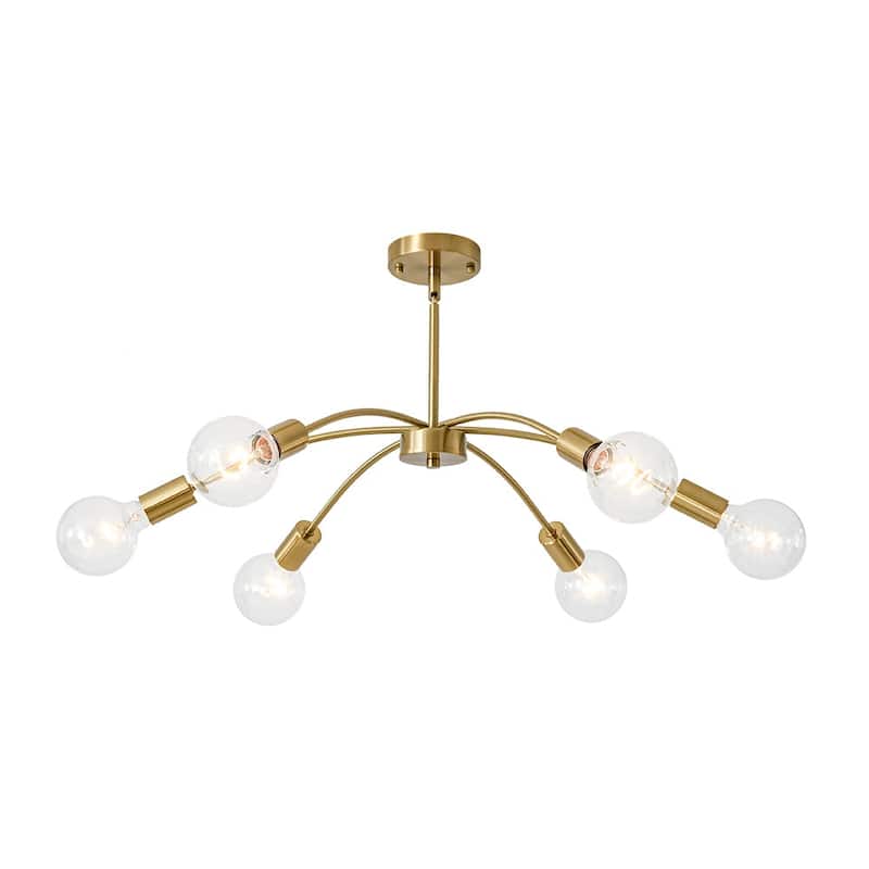 6-Light Mid-century Modern Spider Metal Chandelier - 28.0 in