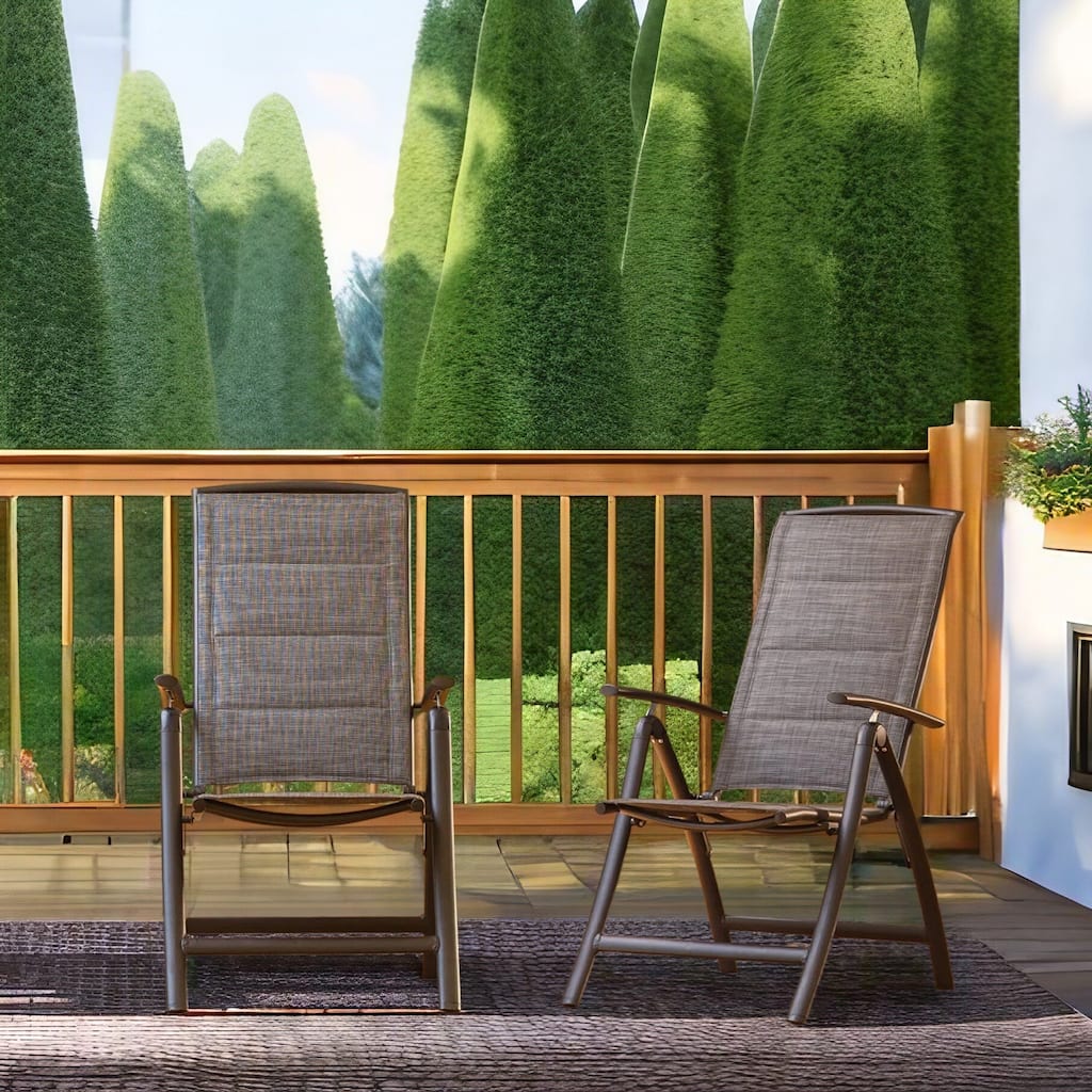 Set of 2 Aluminium Frame Folding Patio Chairs with Adjustable Backrest
