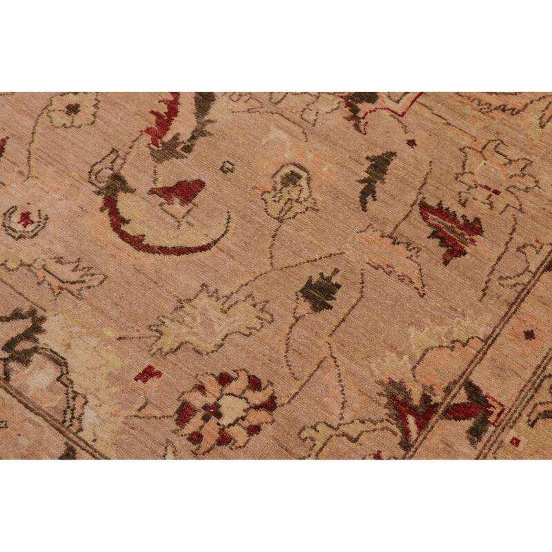 Oriental Ziegler Iris Khaki Gold Hand-Knotted Wool Rug - 9'0'' x 12'1''