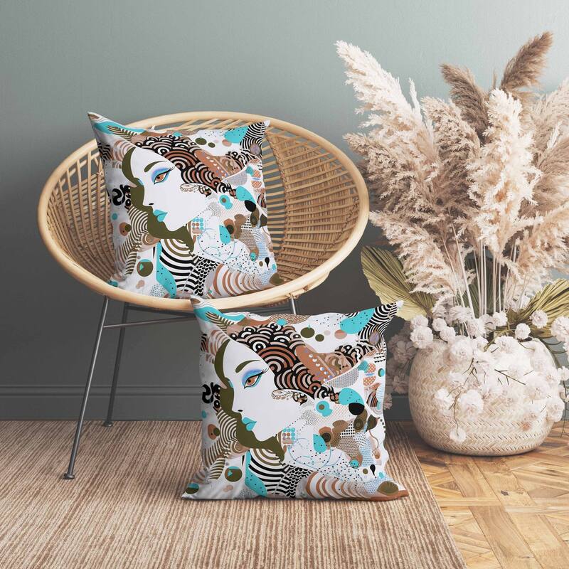 Modern Magic Indoor/Outdoor Reversible Throw Pillow Blue and Bronze
