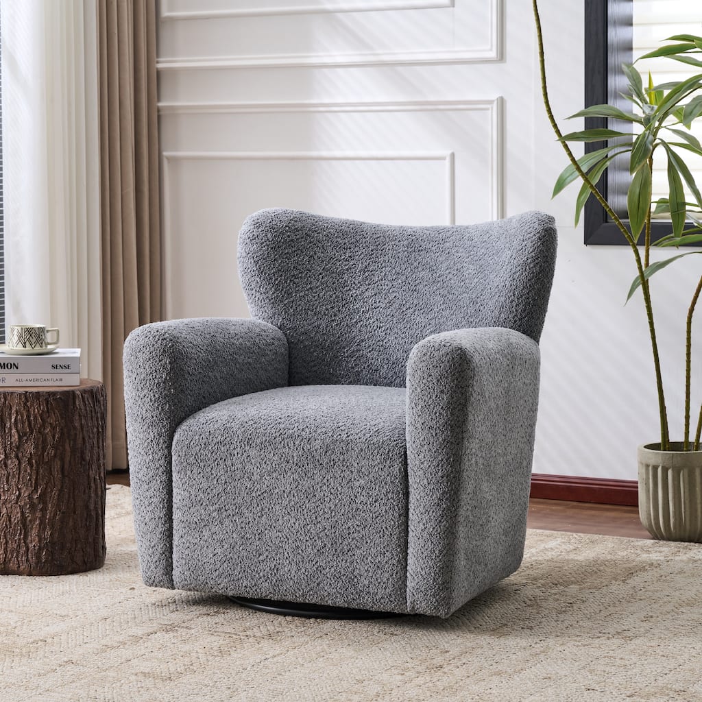 Christopher Knight Home - 360° Swivel Bouclé Wingback Accent Chair