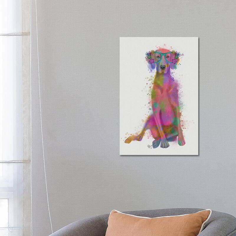 iCanvas "Rainbow Splash Weimaraner, Full" by Fab Funky Canvas Print - 26x18x1.5