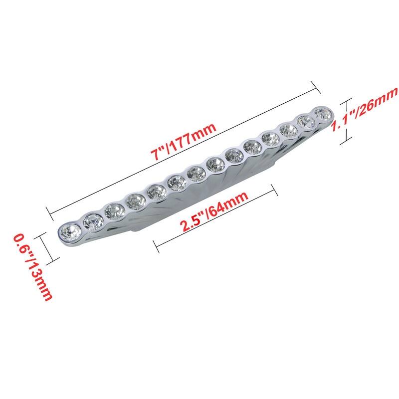 Utopia Alley Gleam 14 Crystal Pull Handle - Decorative Cabinet Drop Pull Handles for Cabinets, Chrome, 2.5" Center to Center