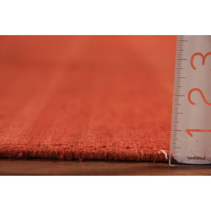Striped Orange Gabbeh Modern Area Rug Hand-Knotted Wool Carpet - 6'6" x 9'10"