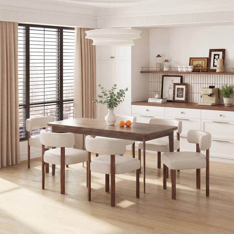 Modern Upholstered Dining Chairs with Solid Wood Legs Ergonomic Backrest - Set of 2