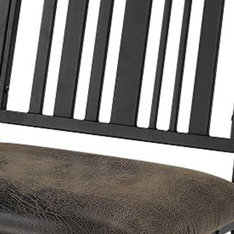 Nori 24 Inch Side Dining Chair Set of 2, Slatted Back, Faux Leather, Black