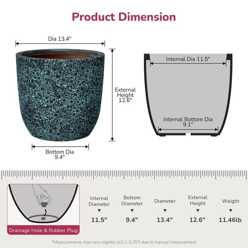 Concrete Tall Round Flower Planter with Drainage Hole and Enhanced Interior