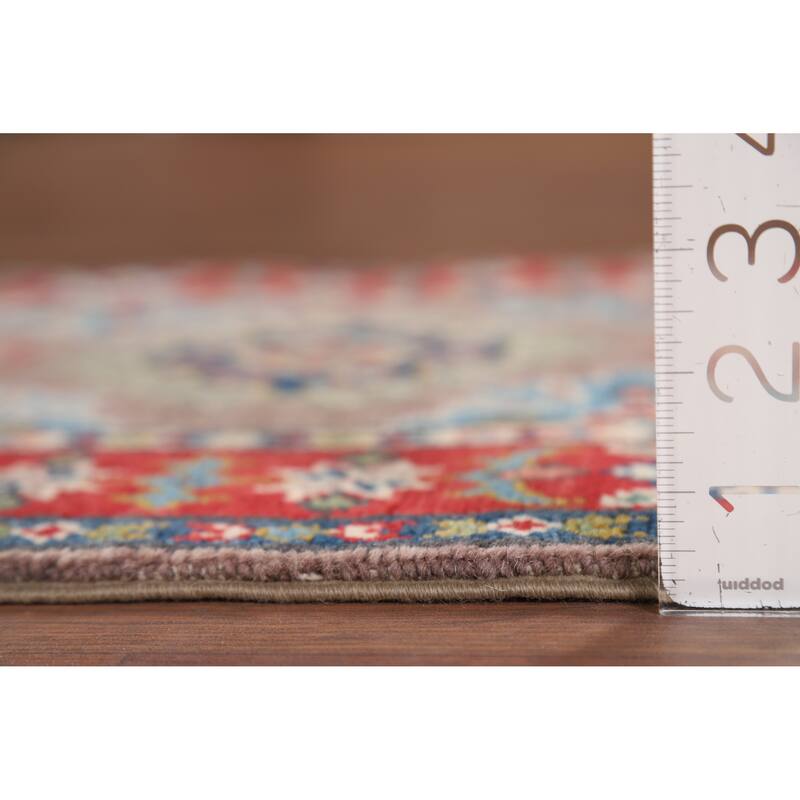 Geometric Kazak Oriental Accent Rug Hand-Knotted Wool Carpet - 2'0" x 3'0"