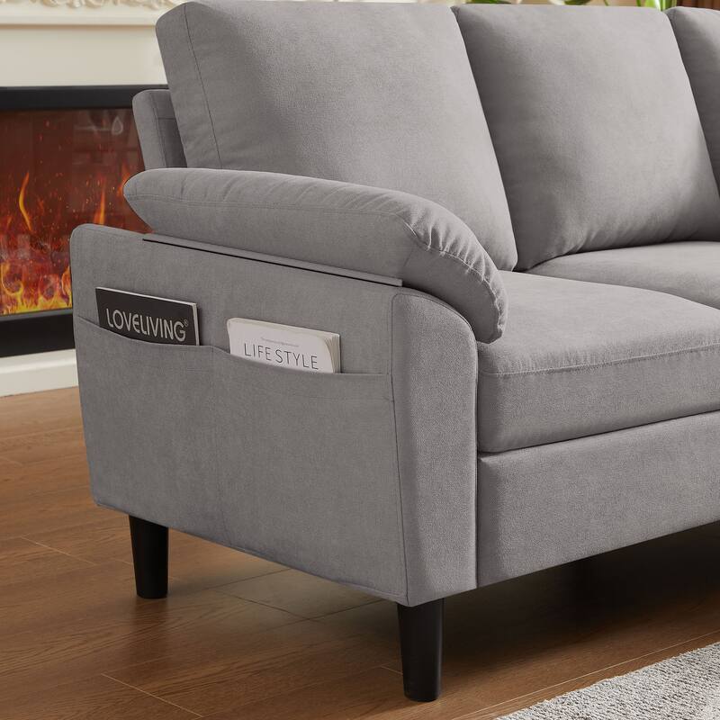 Jarenie 79.72" L Shaped Sofa with Storage Ottoman for Living Room