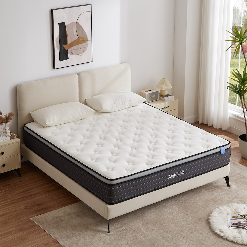 10Inch Boxed Hybrid Mattress with Gel Memory Foam and Individual Pocketed Coils, Full/Queen/King