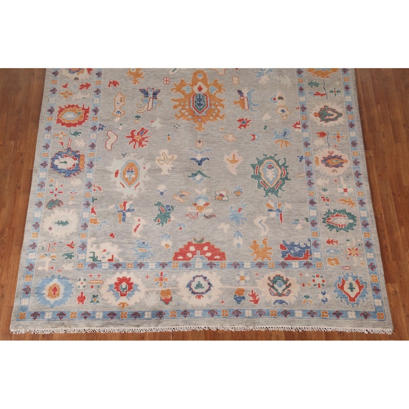 All-Over Oushak Area Rug Wool Carpet - 7'11"x 9'9"