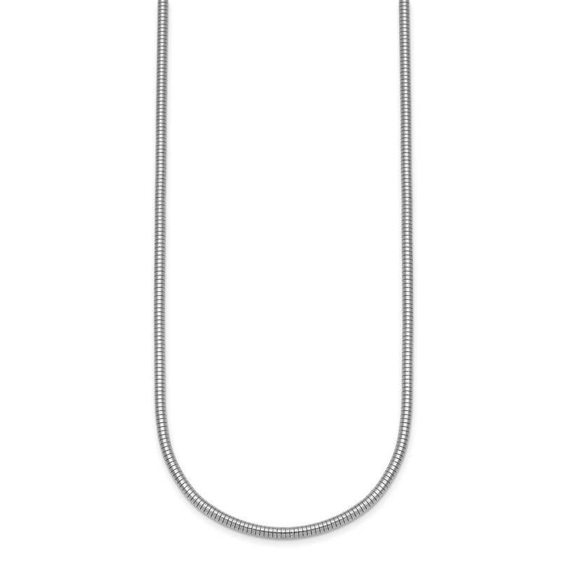 Curata 925 Sterling Silver Rhodium 2.4mm Snake Chain Necklace for Men and Women