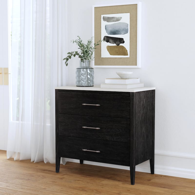 Mayfair Wood and Marble 3-Drawer Chest