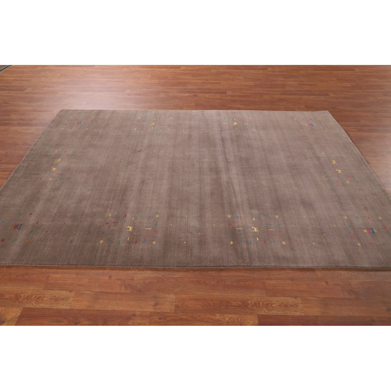 Light Brown Tribal Gabbeh Indian Area Rug Handmade Wool Carpet - 5'3"x 7'9"