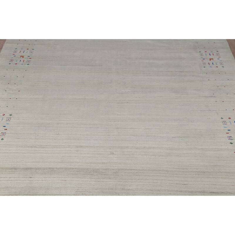 Hand Knotted Oriental 100% Wool Carpet Tribal Tribal Beige & Ivories Gabbeh Area Rug - 9' 11'' X 8' 1''