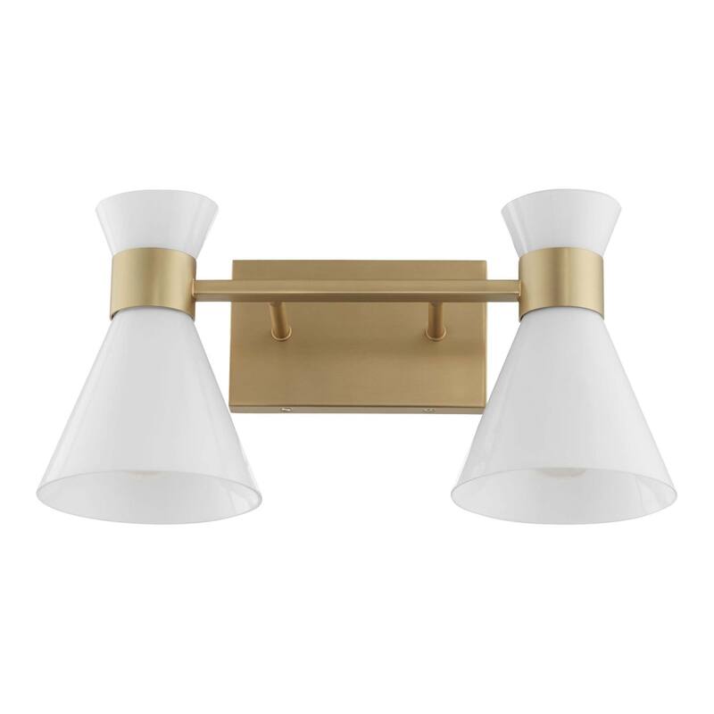 Quorum International 5119-2 Beldar 2 Light 19" Wide Vanity Light - Aged Brass / Gloss Opal