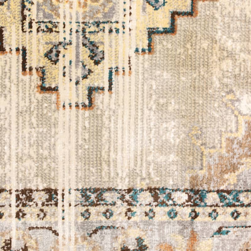 Vista Home Rozaje Grey/Beige Faded Medallion Area Rug