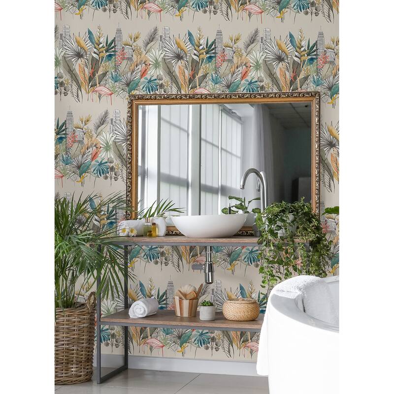 Sierra Neutral Urban Tropic Wallpaper