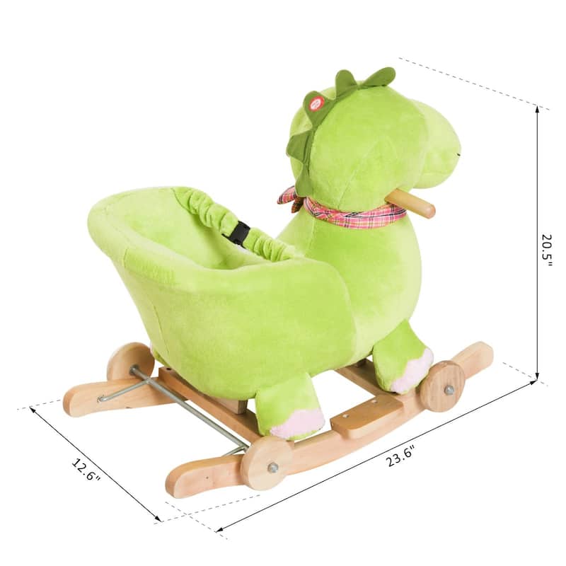 2 in 1 Ride On Toy for Toddlers Ages 18 to 36 Months Sliding Walker Pushcart Plush Wood and Steel with Music Dragon Dinosaur
