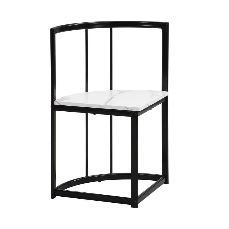 Mid-Century 7-Piece Dining Table Set for 6 People, Kitchen Dining Room Table Set with Faux Marble Dining Table and 6 Chairs