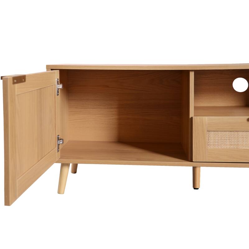 TV Stand with 2 Cabinets & 2 Open Shelves